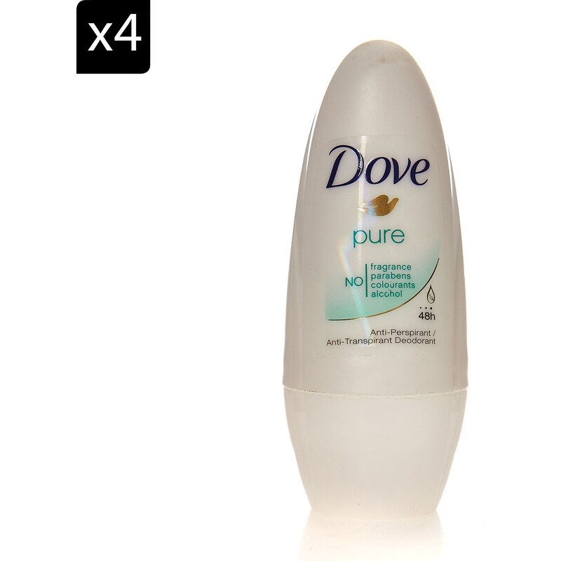 Dove Lot de 4 déodorants Pure - 50 ml