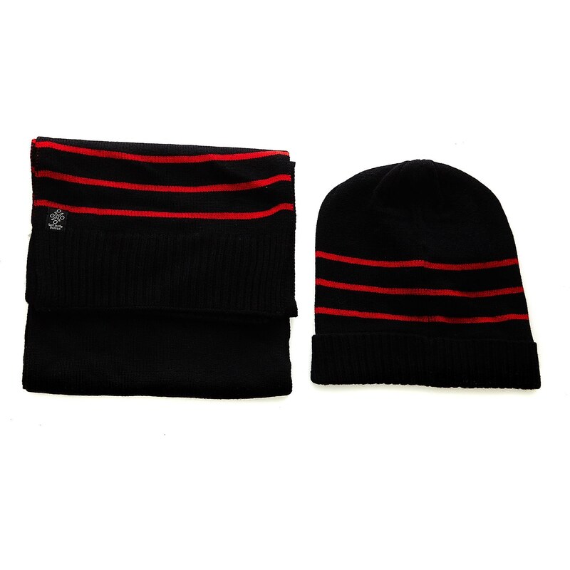Ooxoo Ensemble bonnet/écharpe/gants - denim noir