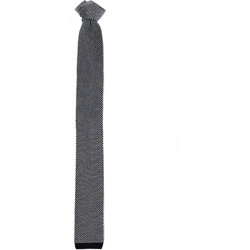 Dagobear Cravate tricot piquée noire et blanc - noir