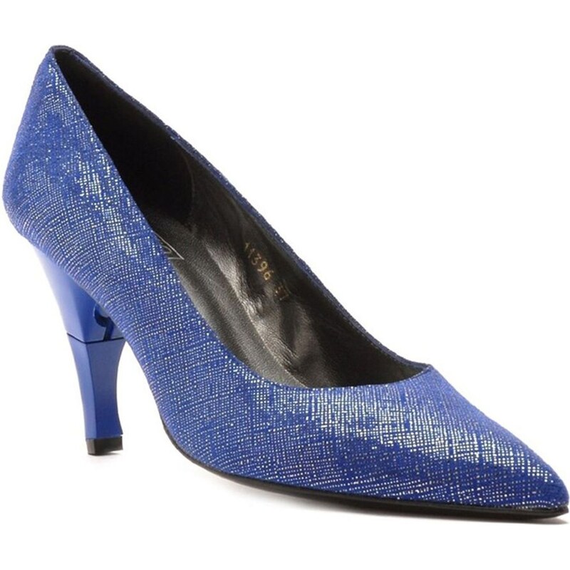 Billie Tango Bella Dre - Chaussures femme pointu en cuir métalisé à talon retractable - bleu