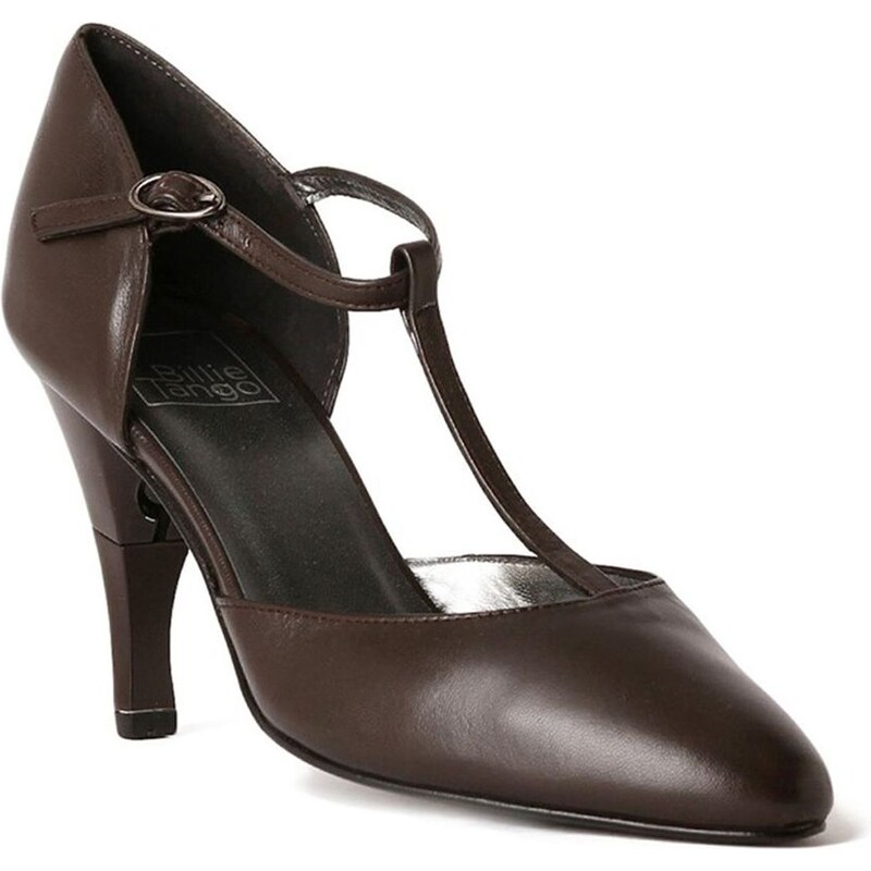 Billie Tango Lady Nappa - Chaussures femme salomé en cuir a talon retractable - Marron chocolat