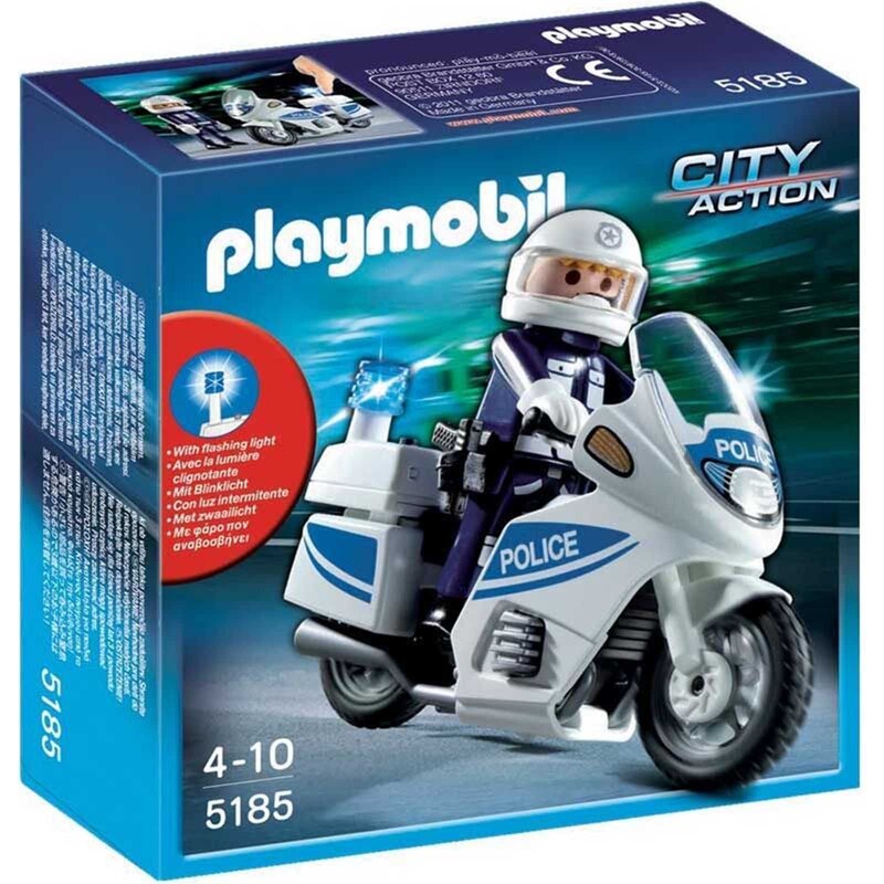 Motard police lumière clignotante City action Playmobil