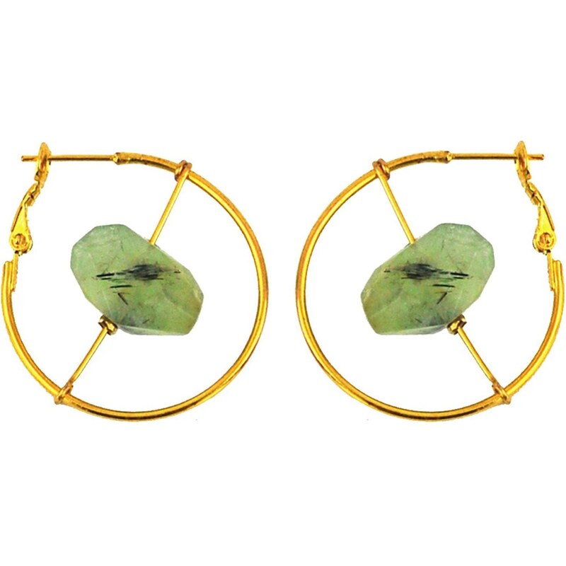 Eclectique Boucles d'oreilles en plaqué or ornées d'une préhnite - vert