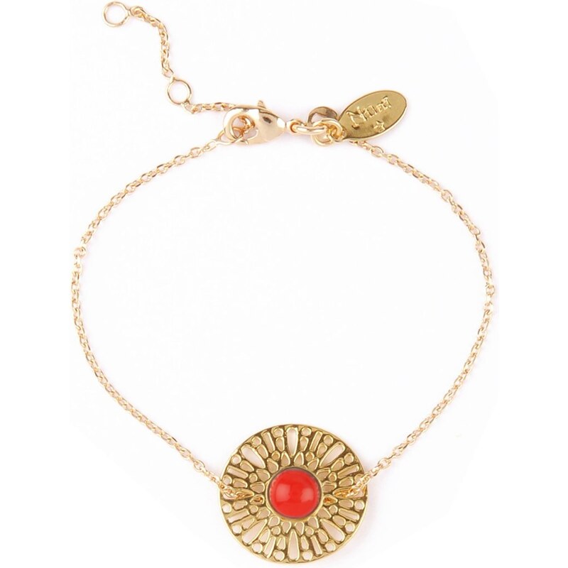 Bracelet en plaqué or orné d'un corail Dentelle Color Nilaï