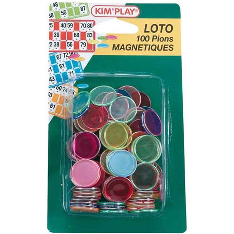Kim'Play 100 pions de loto magnétiques - multicolore