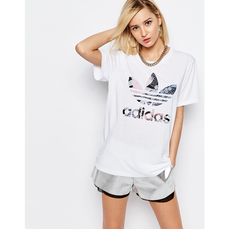 adidas Originals - Rita Ora - T-shirt oversize à imprimé élégant et logo trèfle - Multi