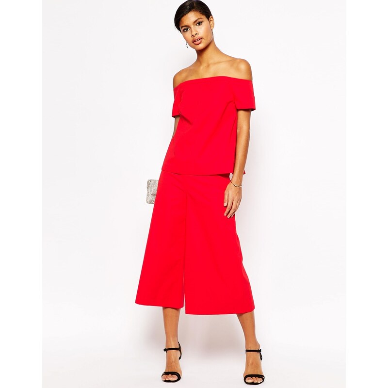 ASOS Premium - Jupe-culotte d'ensemble - Rouge