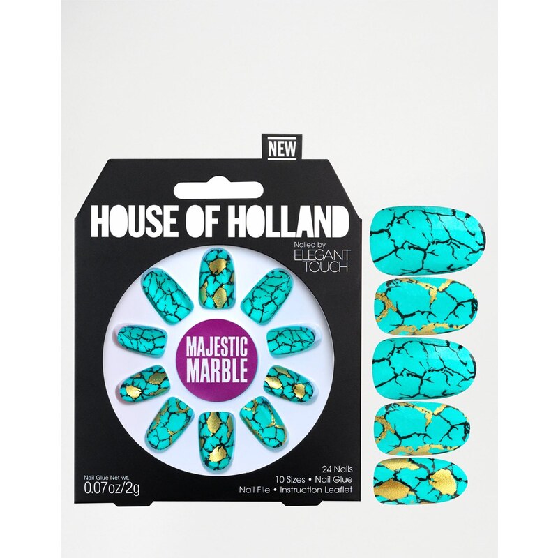 House Of Holland Nails By Elegant Touch - Faux-ongles - Majestic Marble - Bleu