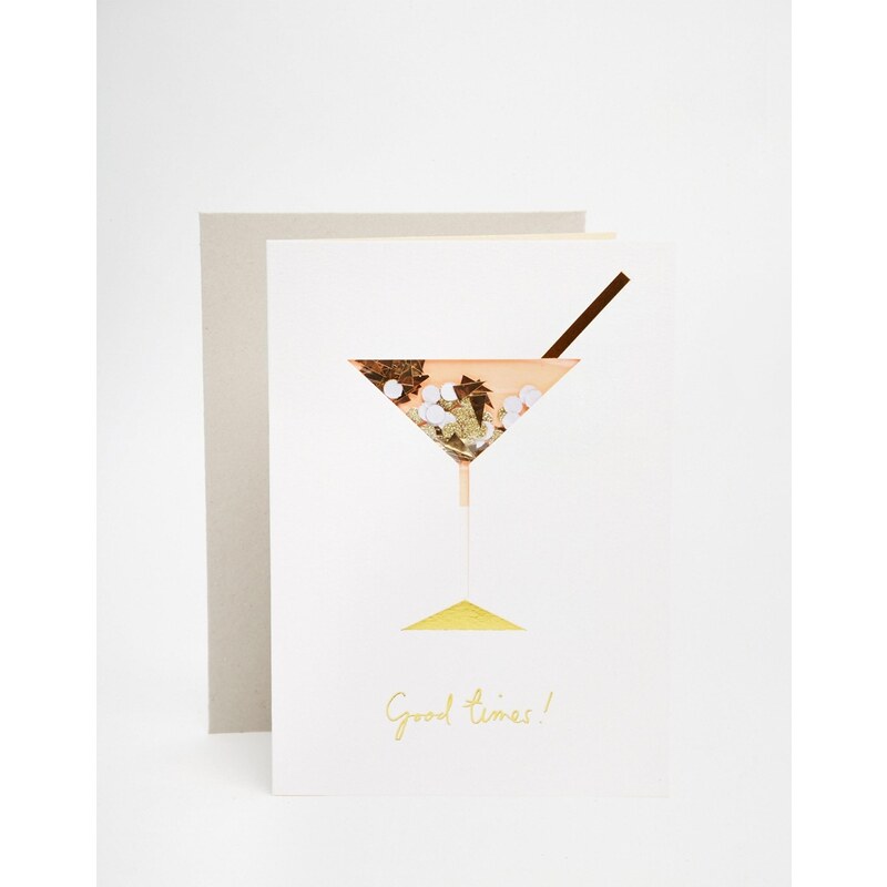 Meri Meri - Carte d'anniversaire motif cocktail et confettis - Multi