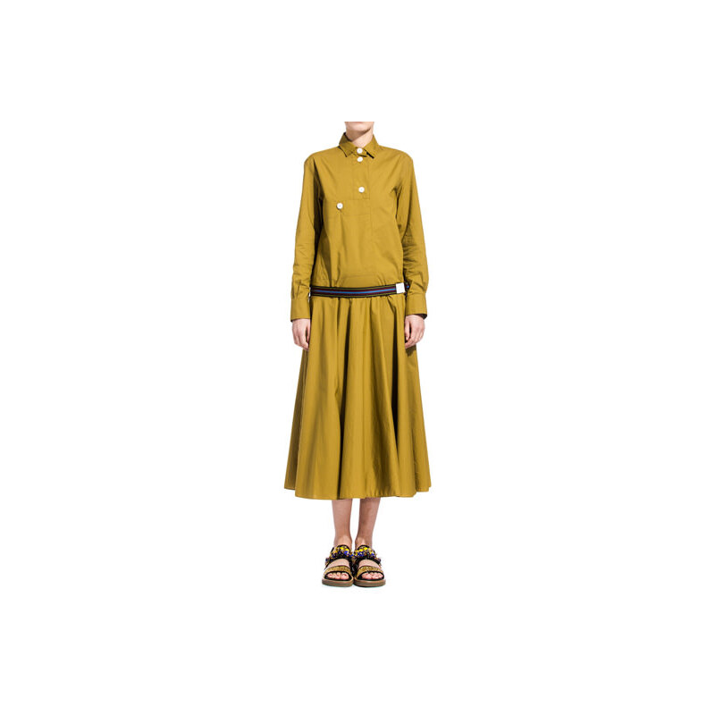 MARNI green long dress with button