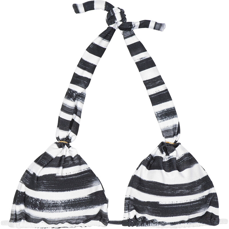 Loer Haut De Maillot Triangle Foulard Rayé Noir/blanc - Soutien Black Stripes