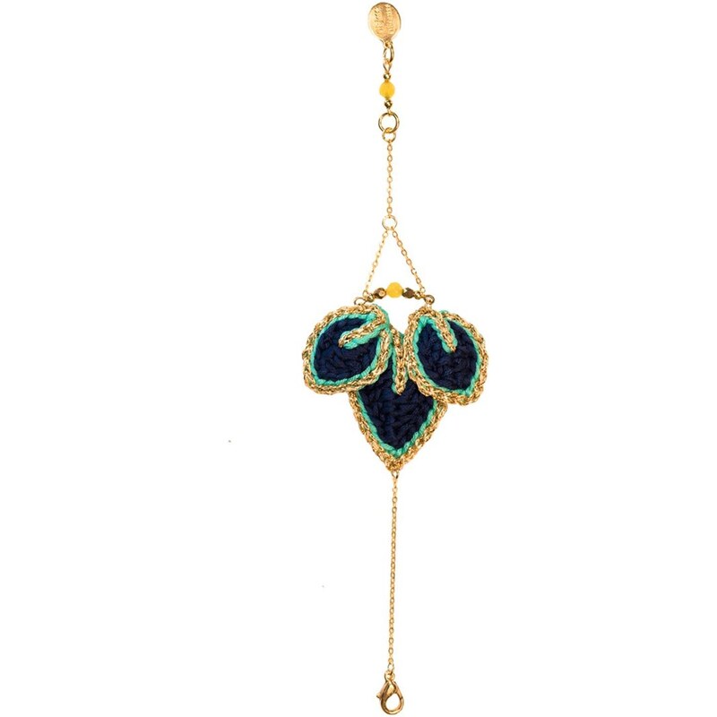 Objets Obscurs Bijoux Bracelet chaîne avec perles de jade - bleu marine