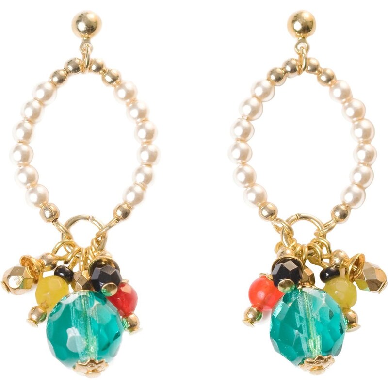Objets Obscurs Bijoux Begum - Boucles d'oreilles avec perles, cristaux et jades - multicolore
