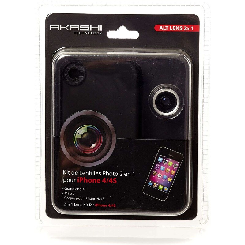 High Tech Kit de lentilles photo 2 en 1 pour iPhone 4/4s - noir