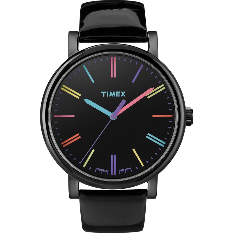 Timex Easy Reader - Montre - en cuir vernis noir