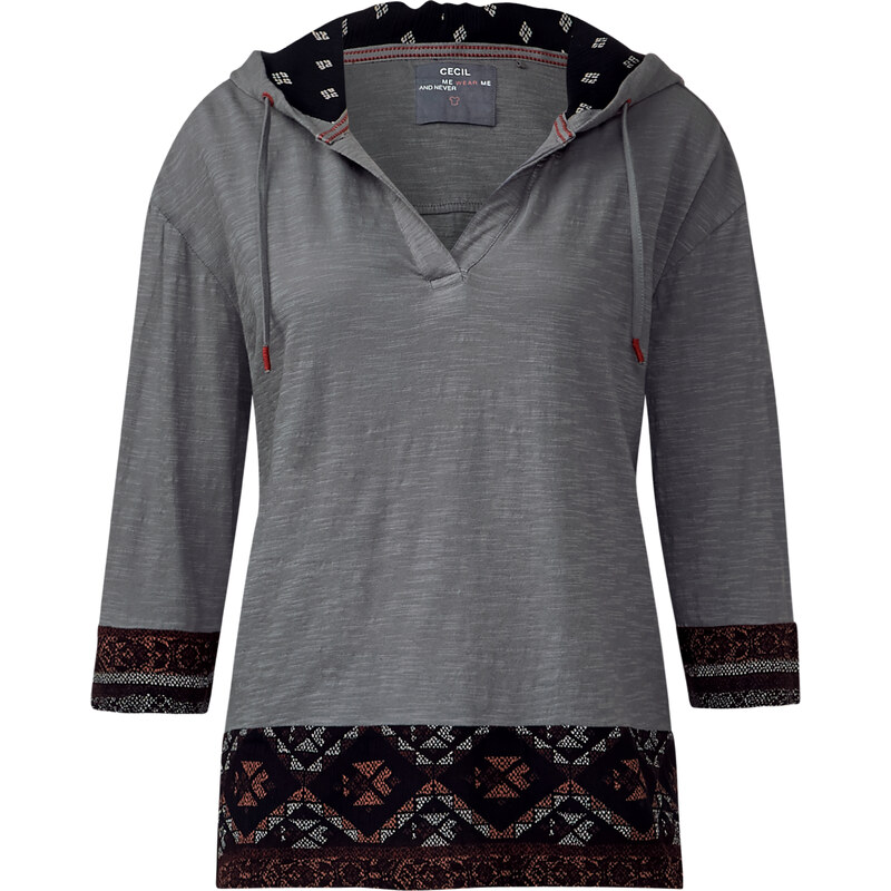 Cecil - T-shirt ethnique à capuche - graphit light grey