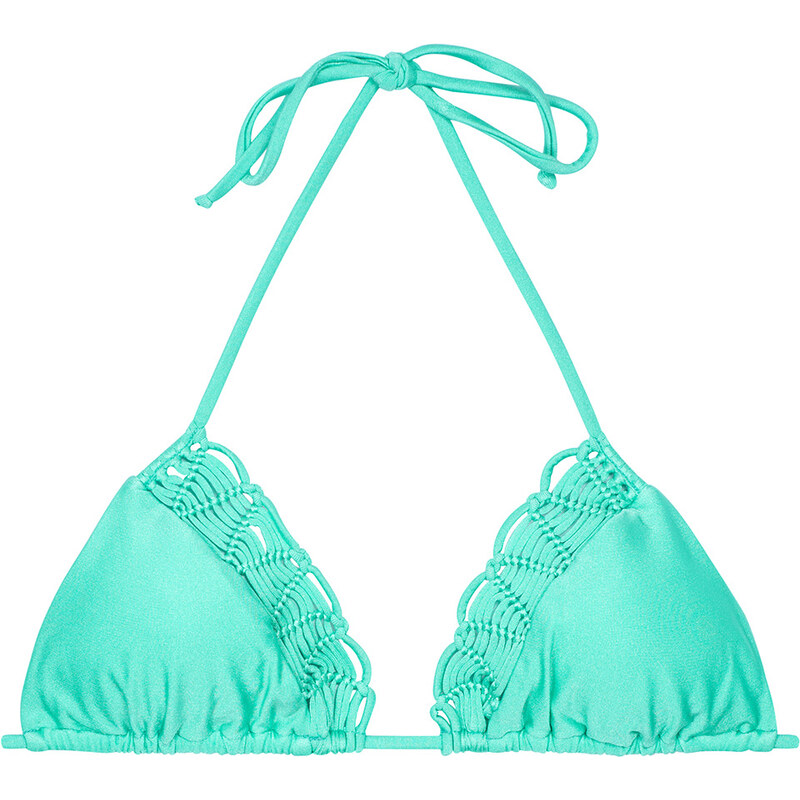Luli Fama Haut De Bikini Triangle Bleu Avec Macramé - Soutien Pineapple Aquamarine