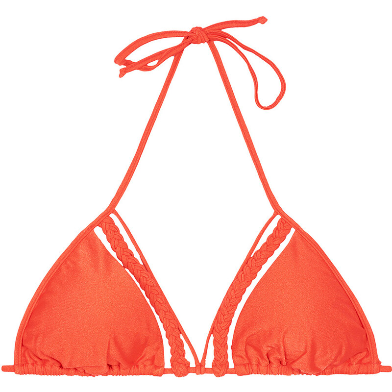 Luli Fama Haut De Bikini Triangle Orange à Lanières Tressées - Soutien Kiss Caliente