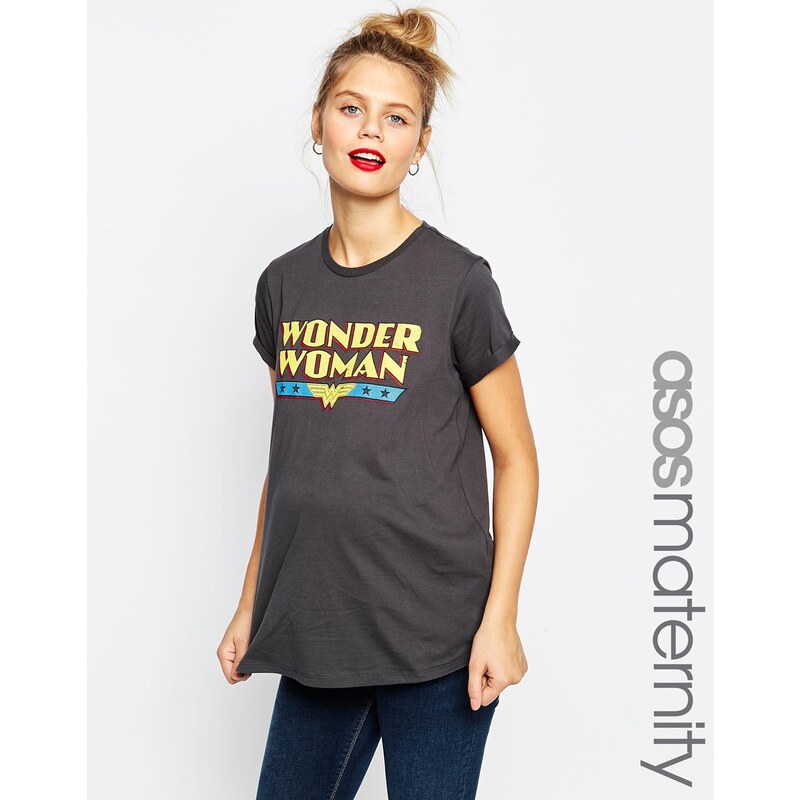ASOS Maternity - T-shirt motif Wonder Woman - Gris