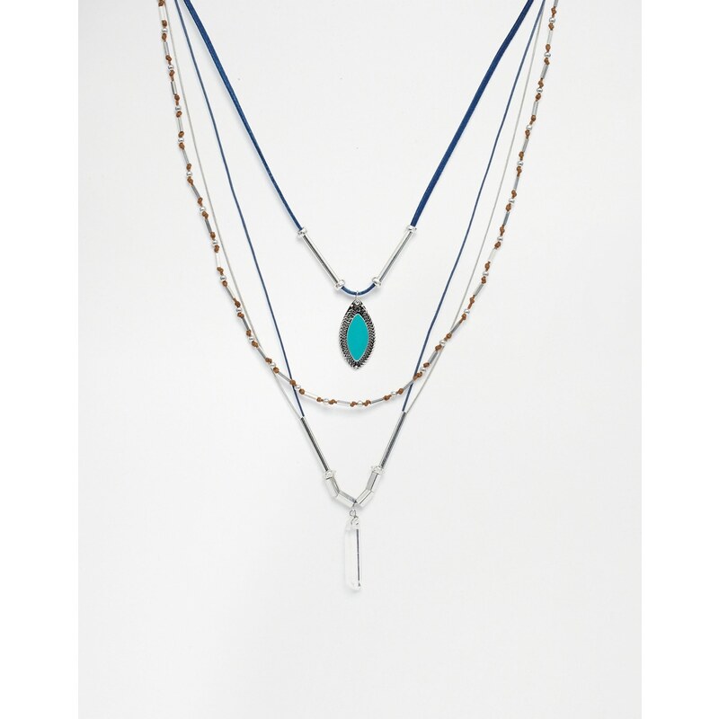 ASOS - Collier multirang avec perles et lanières - Multi