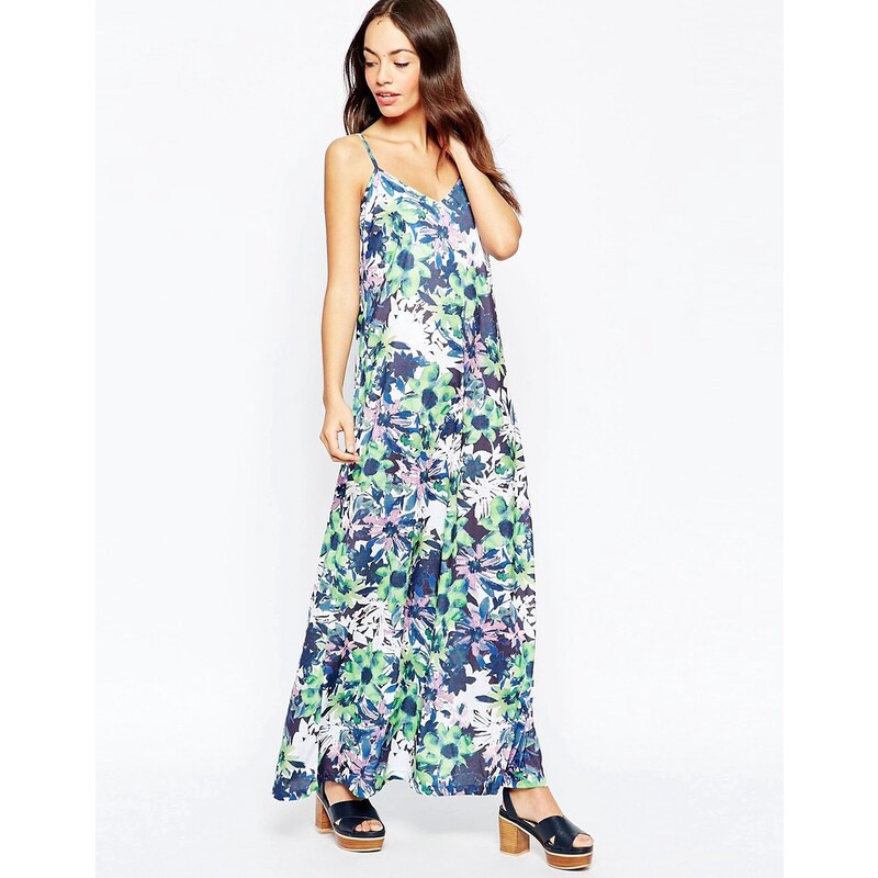 Yumi - Maxi robe à fleurs tropicales - Bleu