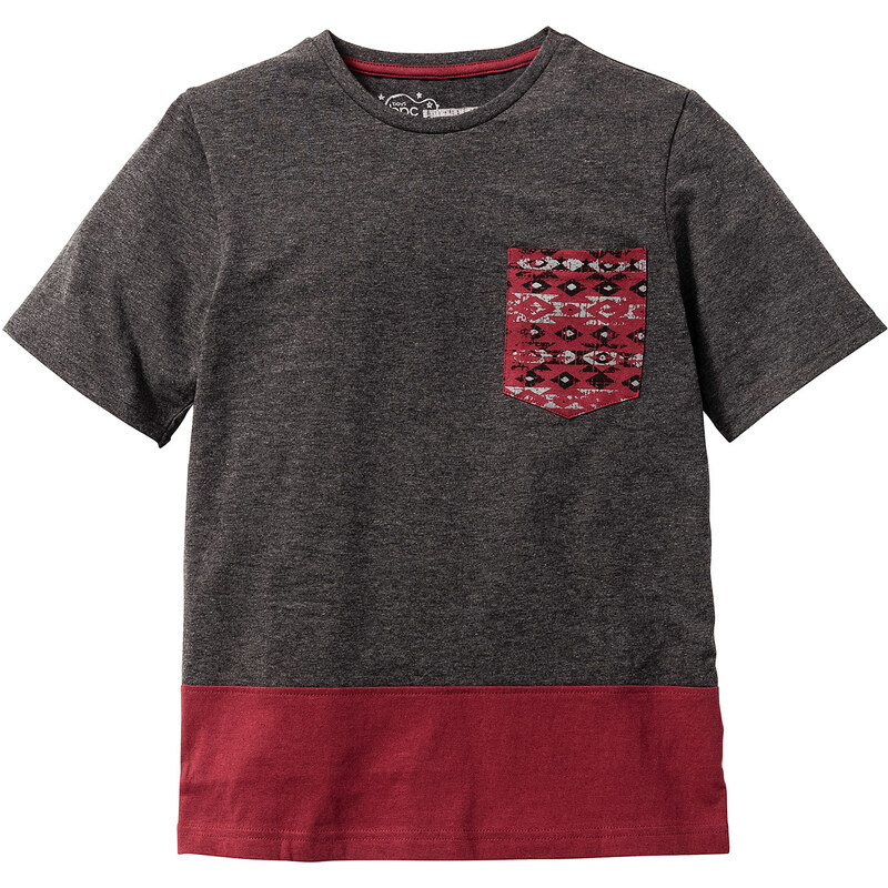 bpc bonprix collection T-shirt color block avec poche poitrine, T. 116/122-164/170 gris manches courtes enfant - bonprix