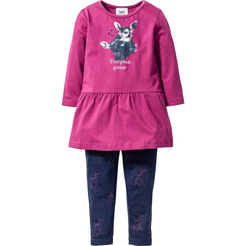 bpc bonprix collection Robe à volant + legging (Ens. 2 pces.), T. 80-134 violet manches longues enfant - bonprix