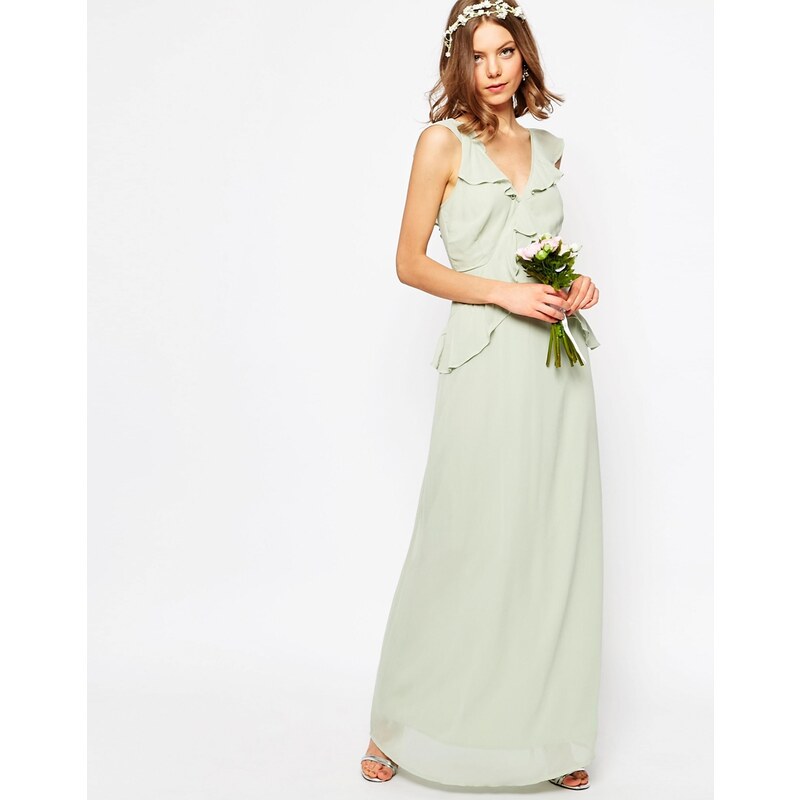 ASOS WEDDING - Robe longue à volants fantaisie - Vert
