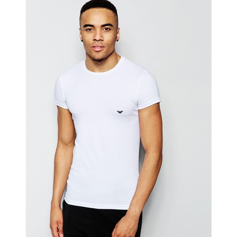 Emporio Armani - T-shirt moulant ras de cou en coton - Blanc