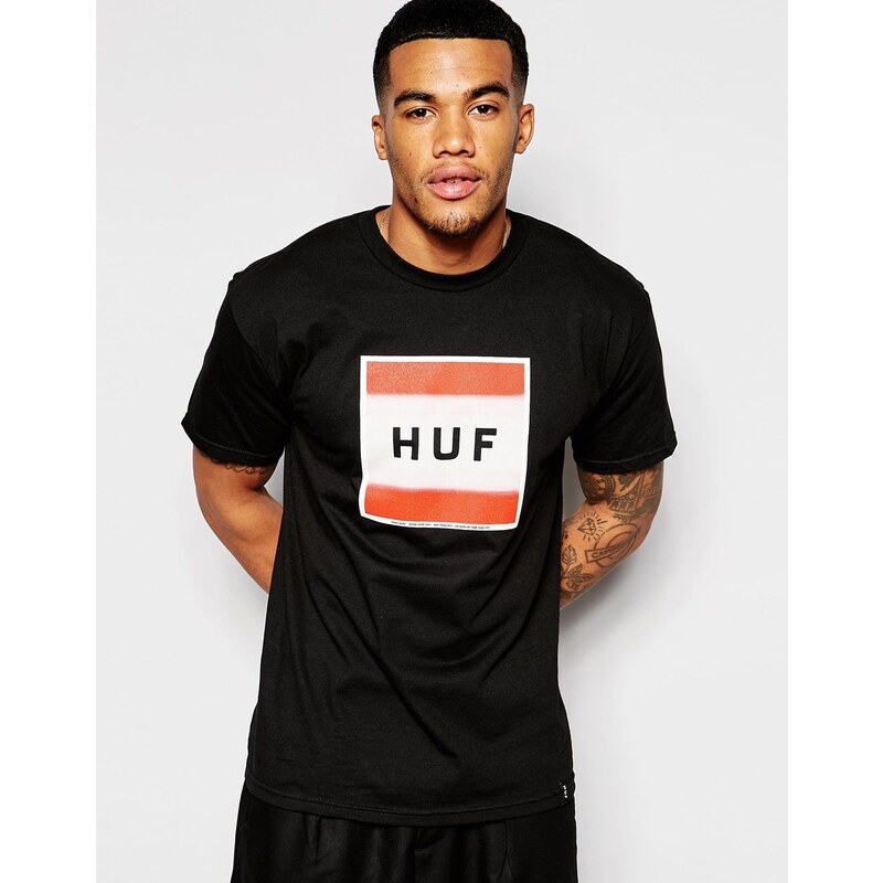 HUF - T-shirt avec logo carré style poster - Noir