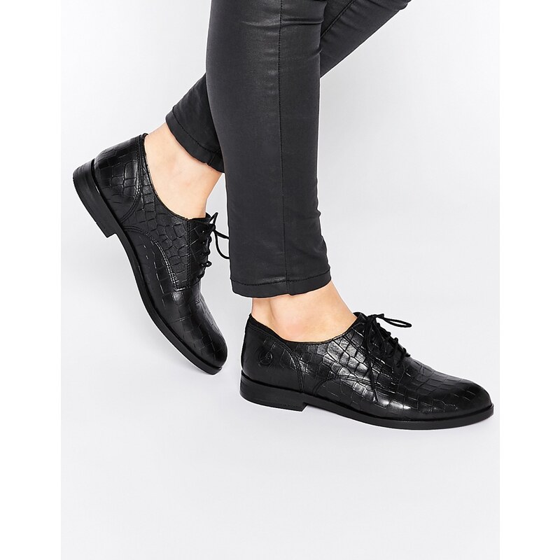 Bronx - Chaussures plates en cuir à lacets - Noir