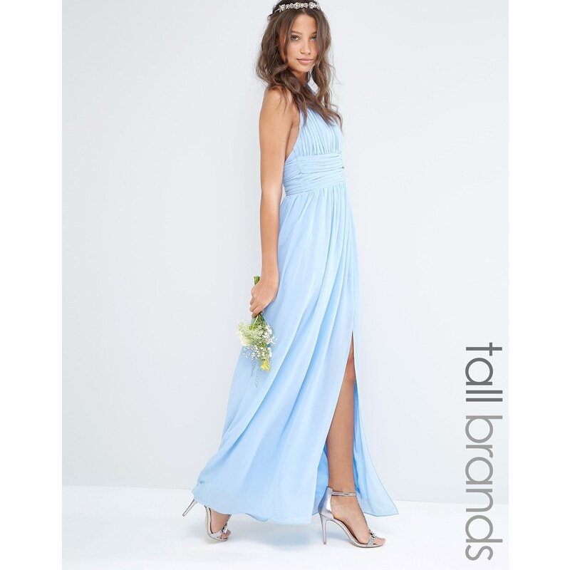 TFNC Tall WEDDING - Robe longue dos nu en mousseline - Bleu