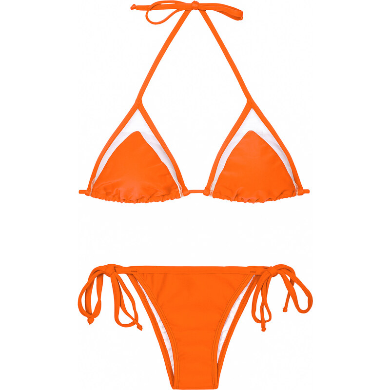 Rio De Sol Maillot De Bain Triangle Orange Avec Transparence - King Strap Lacinho
