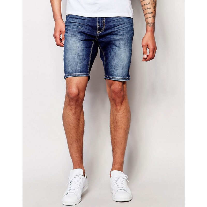 Antony Morato - Short skinny en jean à délavage moyen - Bleu