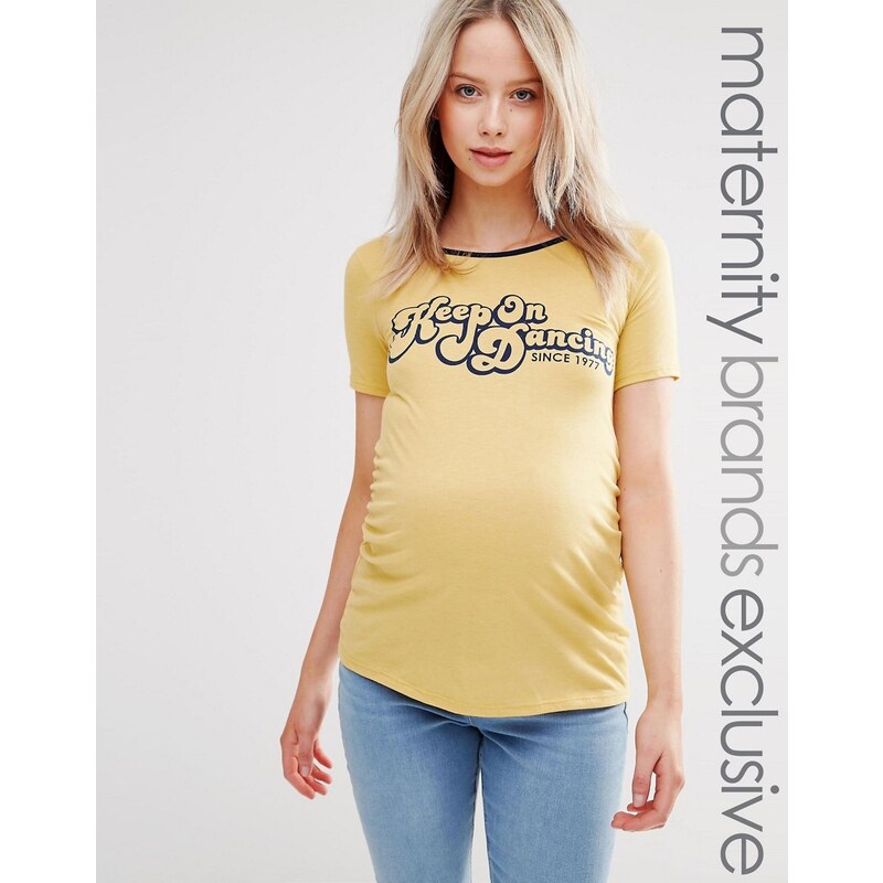 Bluebelle Maternity - Keep On Dancing - T-shirt avec inscription - Jaune
