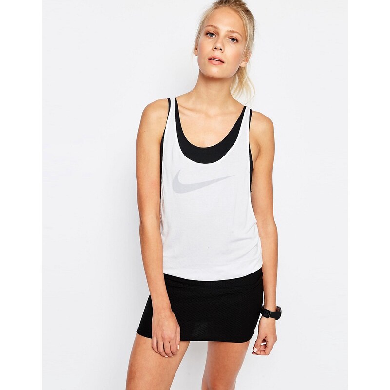 Nike - Débardeur premium double épaisseur avec logo virgule - Blanc