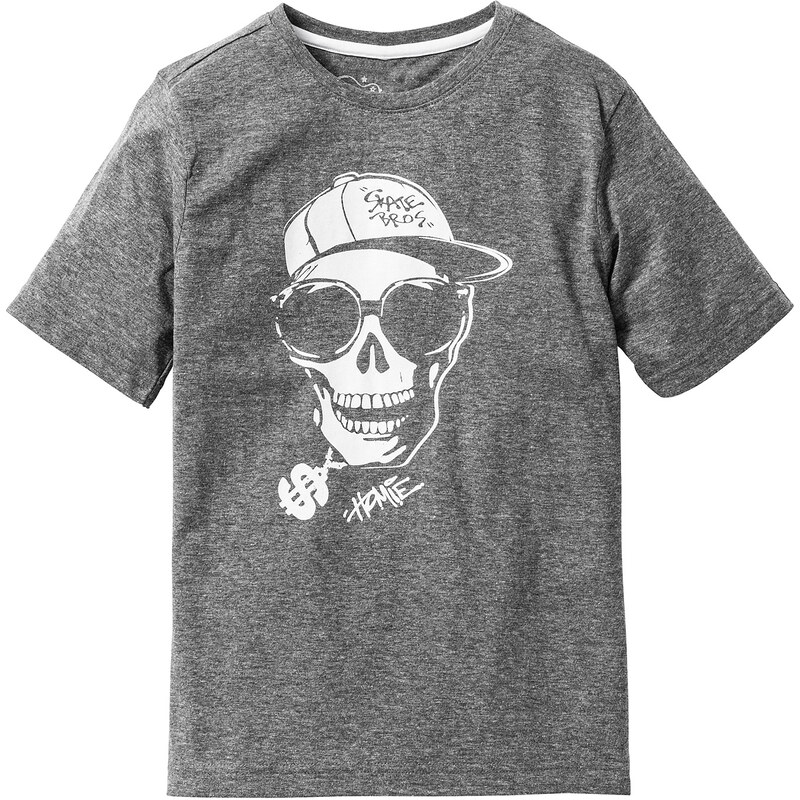 bpc bonprix collection T-shirt imprimé, T. 116/122-164/170 gris manches courtes enfant - bonprix