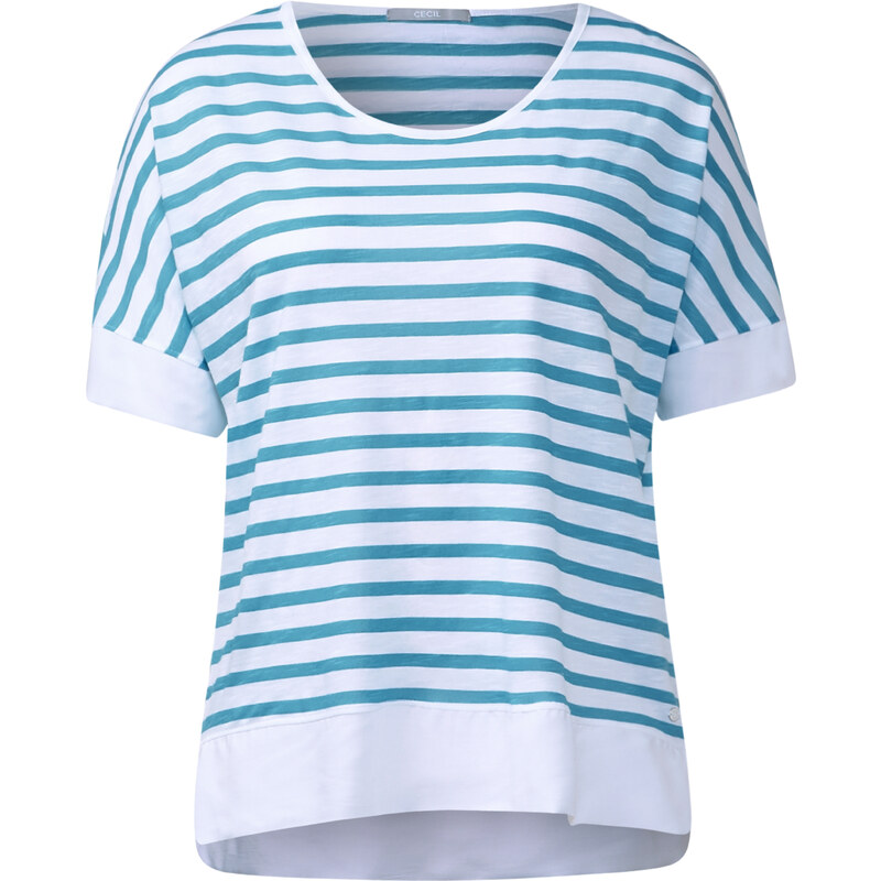 Cecil - T-shirt rayé color-block - bleu topaz