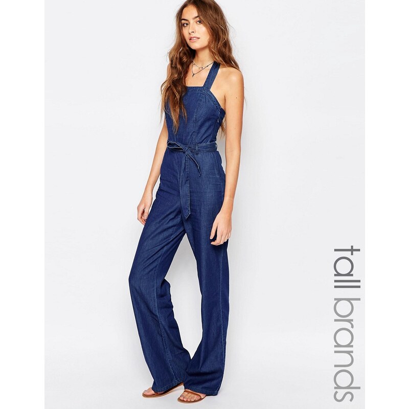 Vero Moda Tall - Combinaison en jean dos-nu style 70's - Bleu