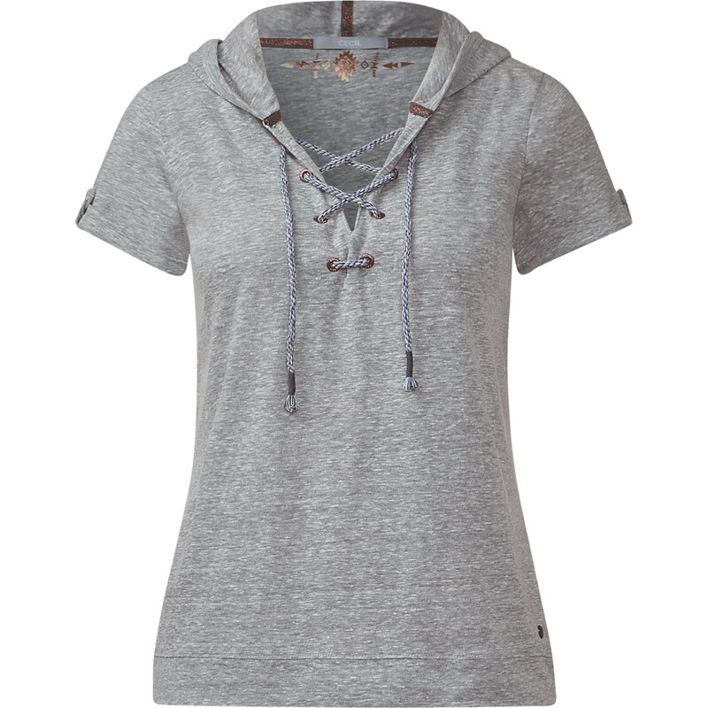 Cecil - T-shirt chiné à capuche - light gris