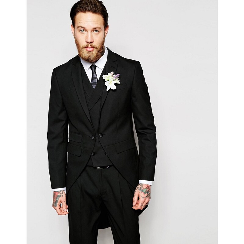 ASOS Wedding - Veste de costume skinny avec queue de pie pour la cérémonie du matin - Noir - Noir