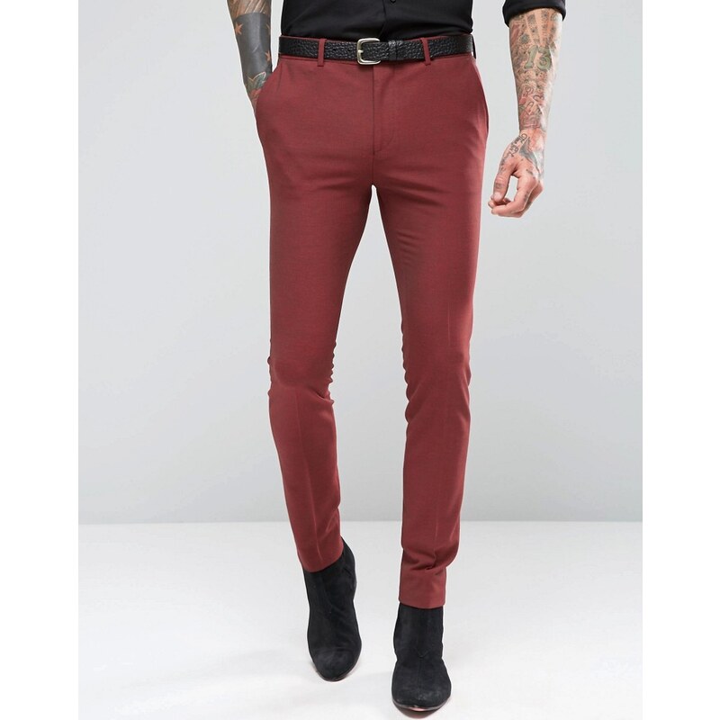 ASOS - Pantalon de costume super skinny - Rouge foncé - Rouge