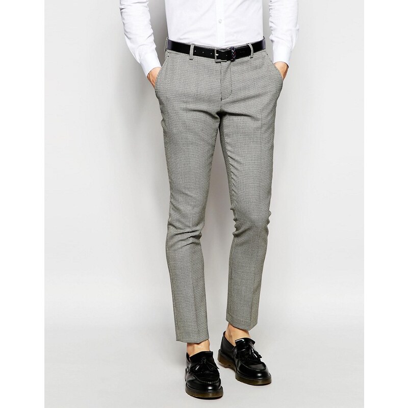 Selected Homme - Pantalon habillé skinny à motif pied-de-poule - Noir