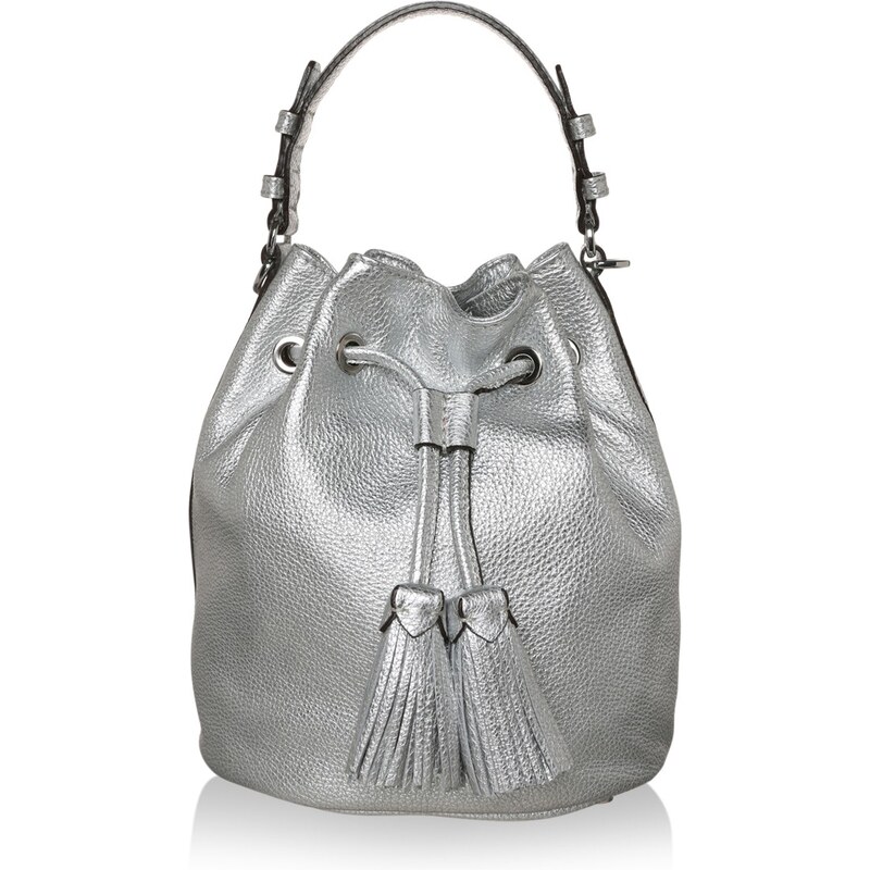 Abro Sacs à Bandoulière, Shimmer Bucket Bag Calf Leather Silver en argent
