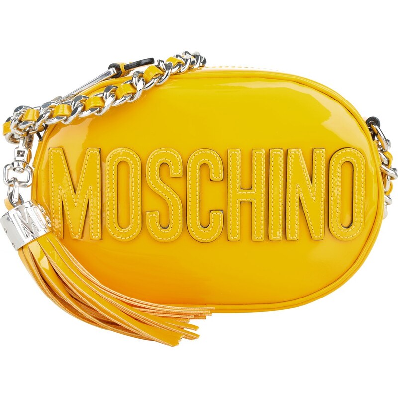 Moschino Sacs à Bandoulière, Oval Patent Crossbody Logo Saffron en jaune