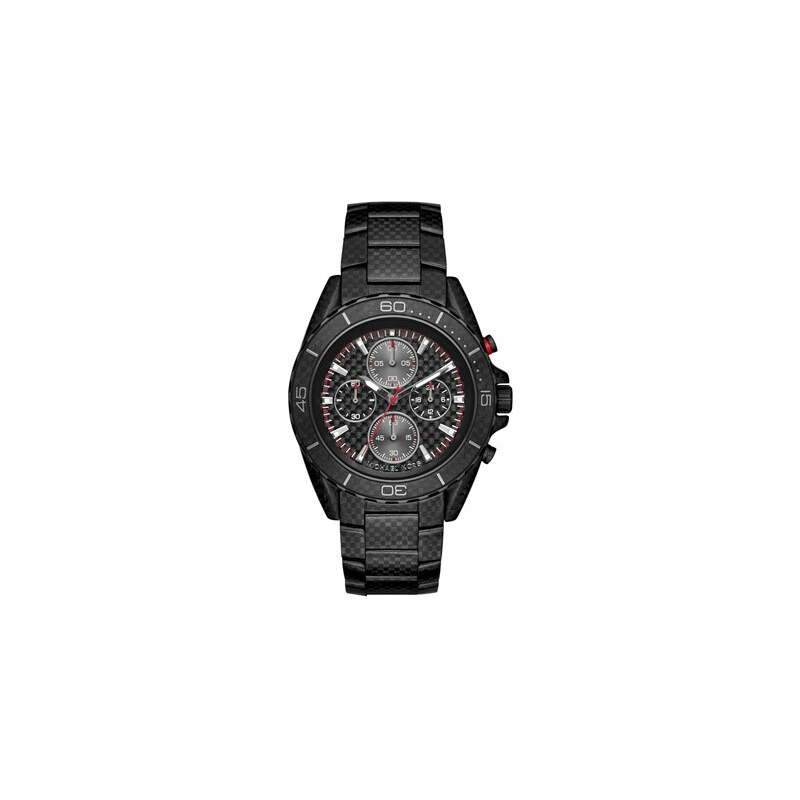 Michael Kors Montres, Gents Jetmaster Black-Tone Carbon Fiber Watch en rouge, noir