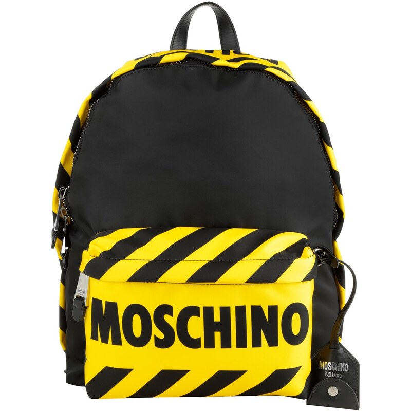 Moschino Sacs à Bandoulière, Caution Nylon Backpack Yellow Black en noir