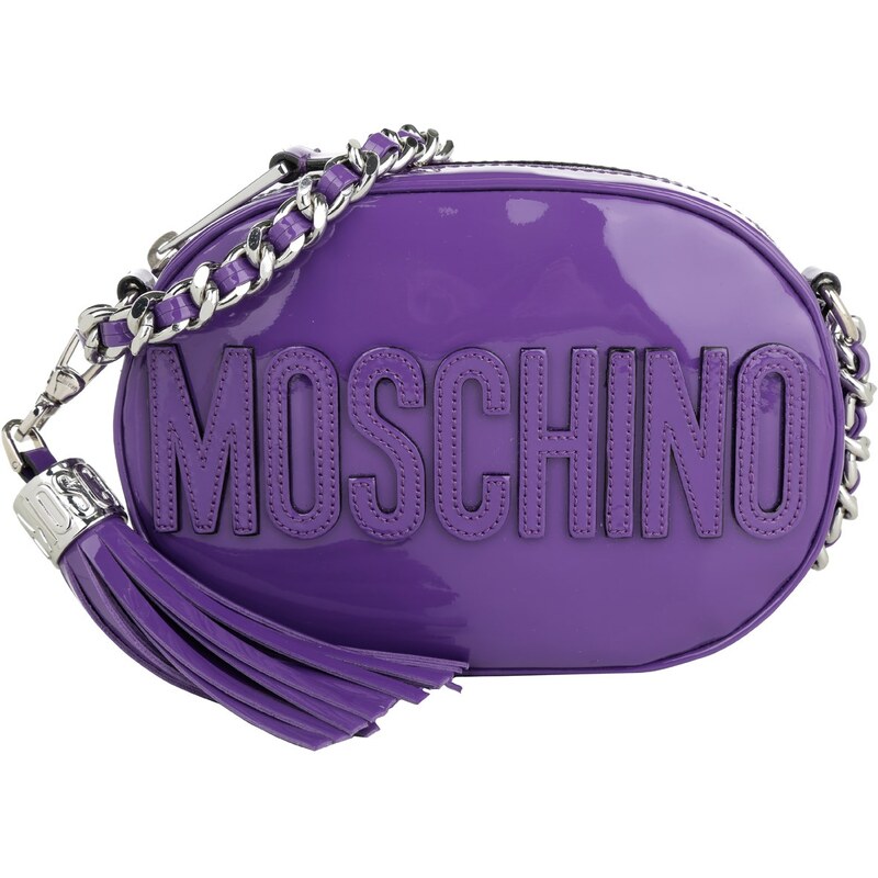 Moschino Sacs à Bandoulière, Oval Patent Crossbody Logo Purple en parme