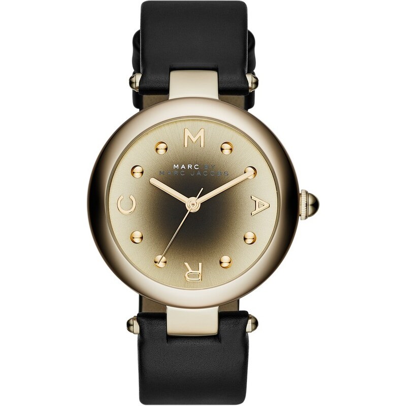 Marc Jacobs Montres, Dotty Stainless Steel Leather Black/Gold en or, noir