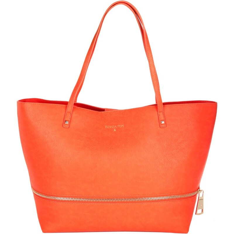 Patrizia Pepe Sacs à Bandoulière, Shopping Bag Zipper New Orange en orange